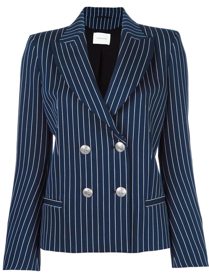 Pierre Balmain Double Breasted Blazer, Women's, Size: 42, Blue, Cotton/polyamide/spandex/elastane/spandex/elastane