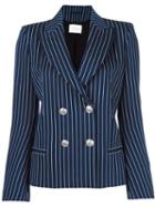 Pierre Balmain Double Breasted Blazer, Women's, Size: 42, Blue, Cotton/polyamide/spandex/elastane/spandex/elastane