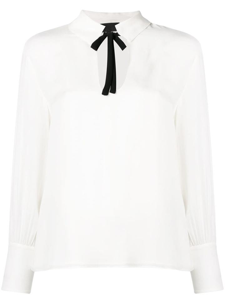 Nili Lotan Tie Neck Blouse - White