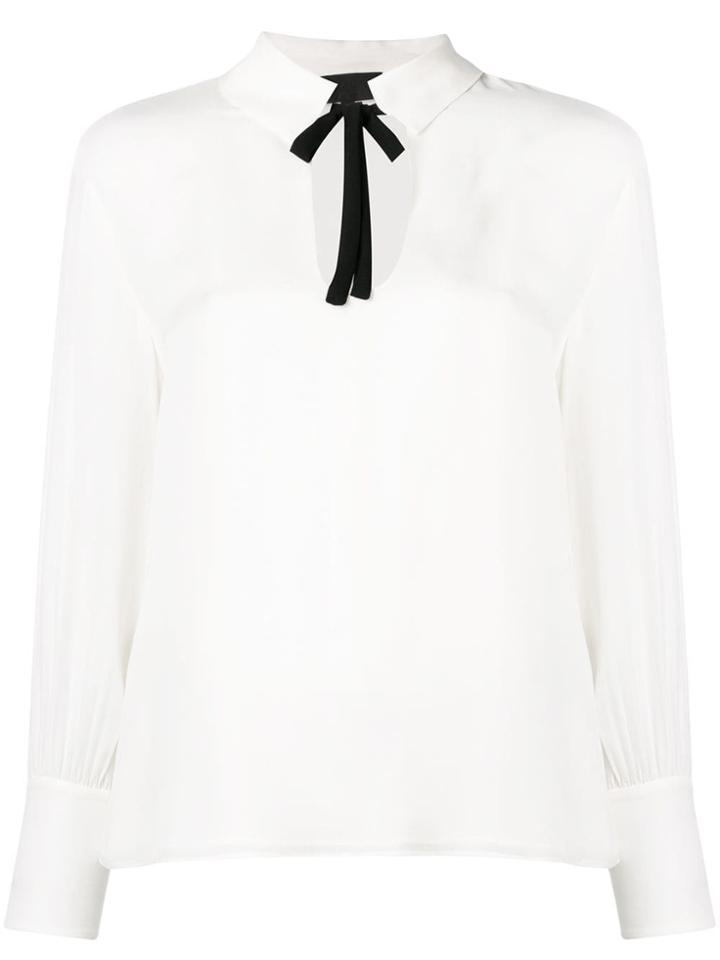 Nili Lotan Tie Neck Blouse - White