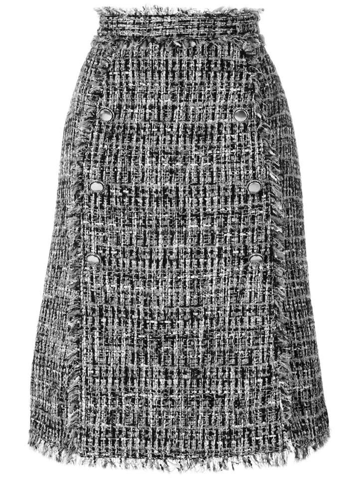 Msgm Tweed Button Skirt - Black