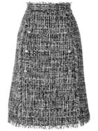 Msgm Tweed Button Skirt - Black