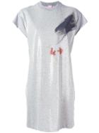Giamba Sequined T-shirt Dress, Women's, Size: 44, Grey, Cotton