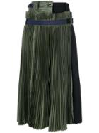 Sacai Pleated Asymmetric Skirt - Green