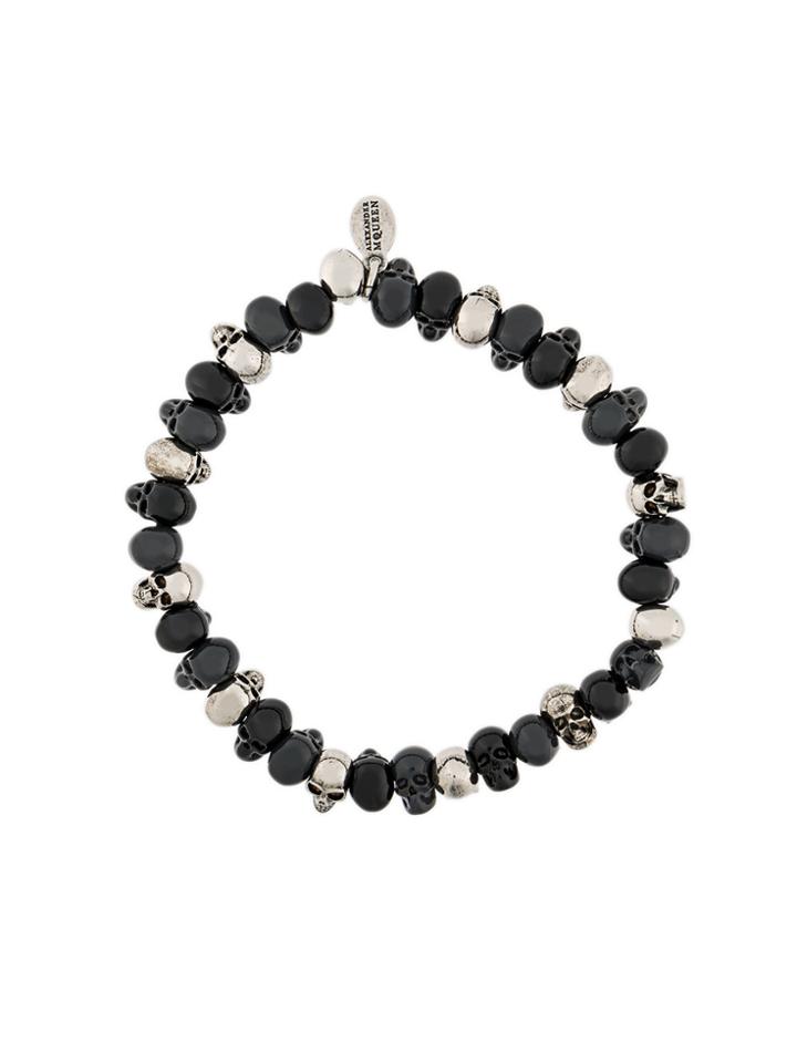 Alexander Mcqueen Beaded Skull Bracele - Black