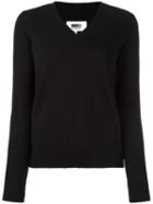 Mm6 Maison Margiela Classic V-neck Sweater, Women's, Size: Small, Black, Wool