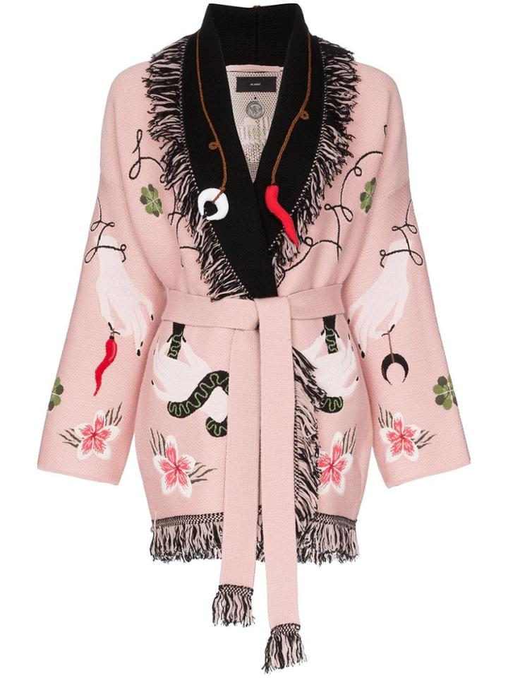 Alanui Fringed Embroidered Cardigan - Pink