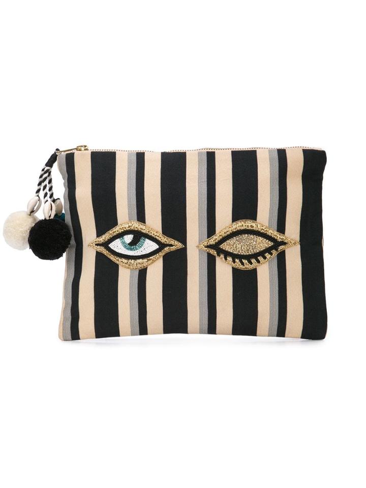 Figue Soma Striped Clutch - Neutrals