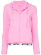 Moschino Cropped Zip Front Hoodie - Pink & Purple