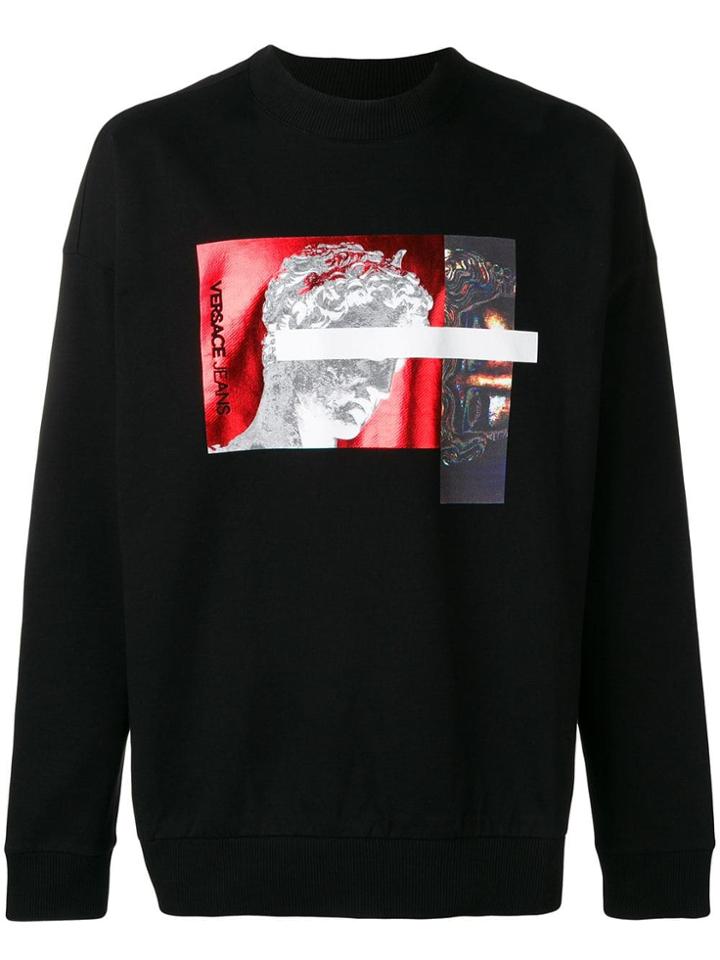 Versace Jeans Statue Print Hoodie - Black