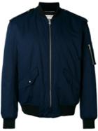 Saint Laurent Buttoned Shoulders Bomber Jacket, Men's, Size: 50, Blue, Cotton/polyester/cupro