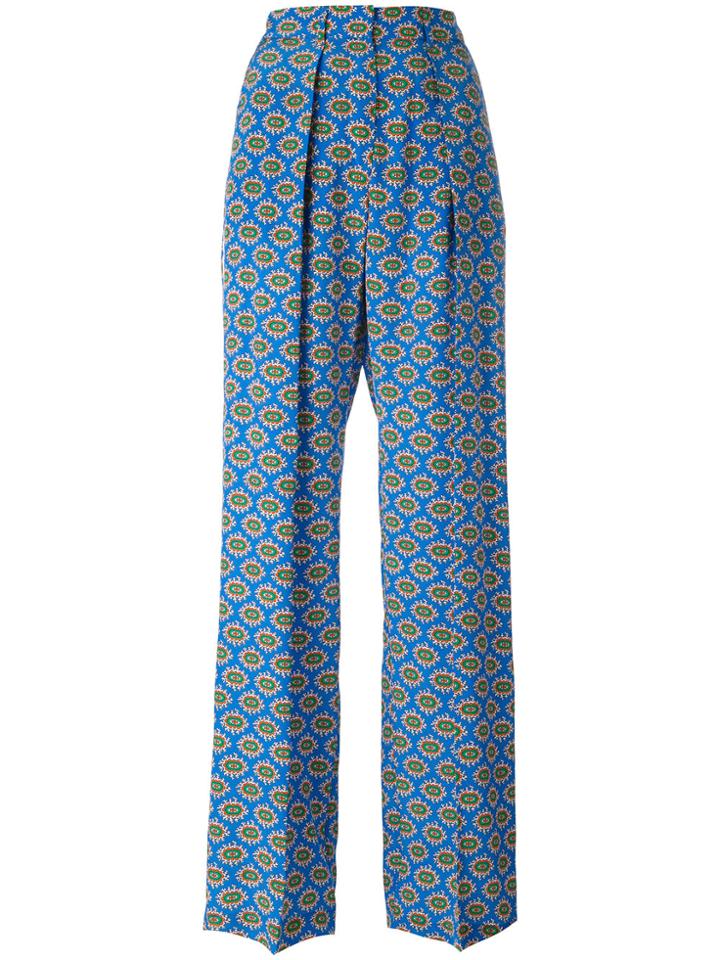 Msgm Print Palazzo Pants - Blue