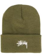 Stussy Logo Embroidered Beanie - Green