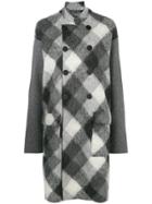 Sansovino 6 Brushed Check Double-breasted Coat - Grey