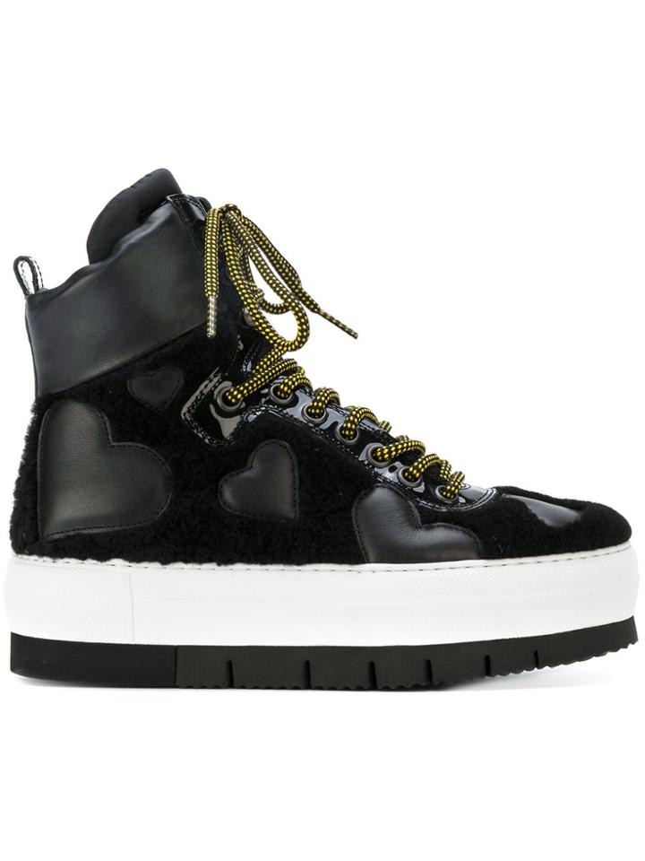 Philippe Model Heart Patch Hi-top Sneakers - Black