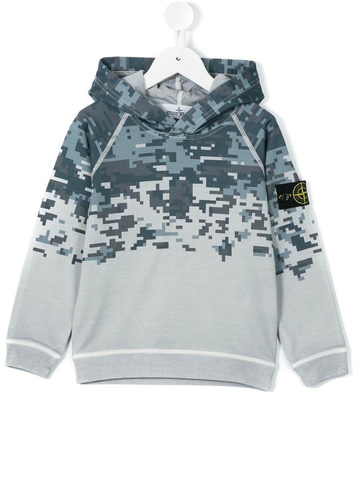 Stone Island Junior - Graphic Print Hoodie - Kids - Cotton - 10 Yrs, Boy's, Grey