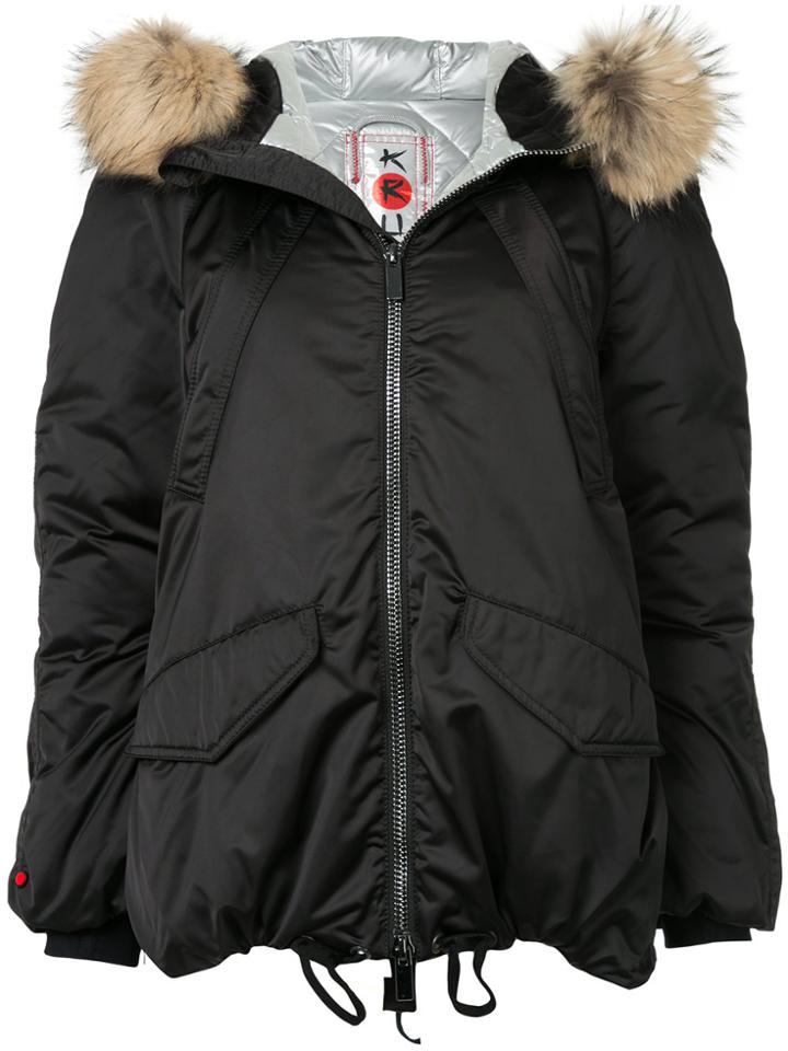 Kru Fur Hooded Parka - Black
