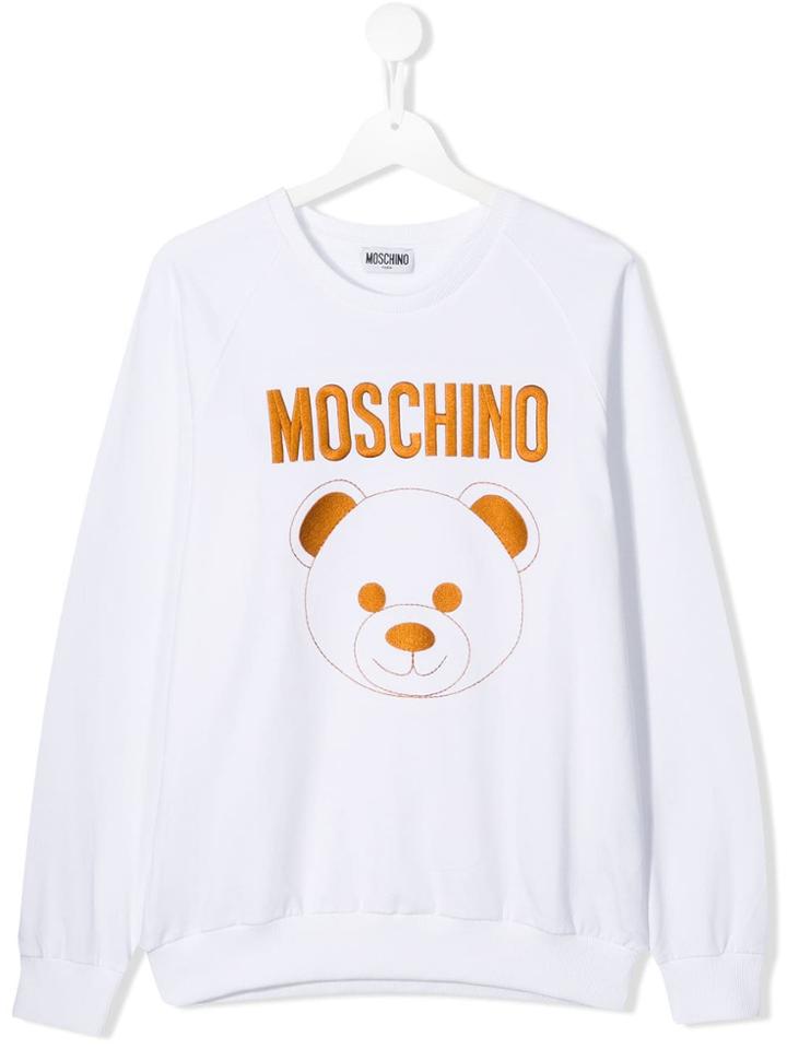 Moschino Kids Teen Bear Logo Sweatshirt - White