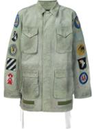 Off-white Patch Sleeve Military Jacket, Men's, Size: Small, Green, Cotton