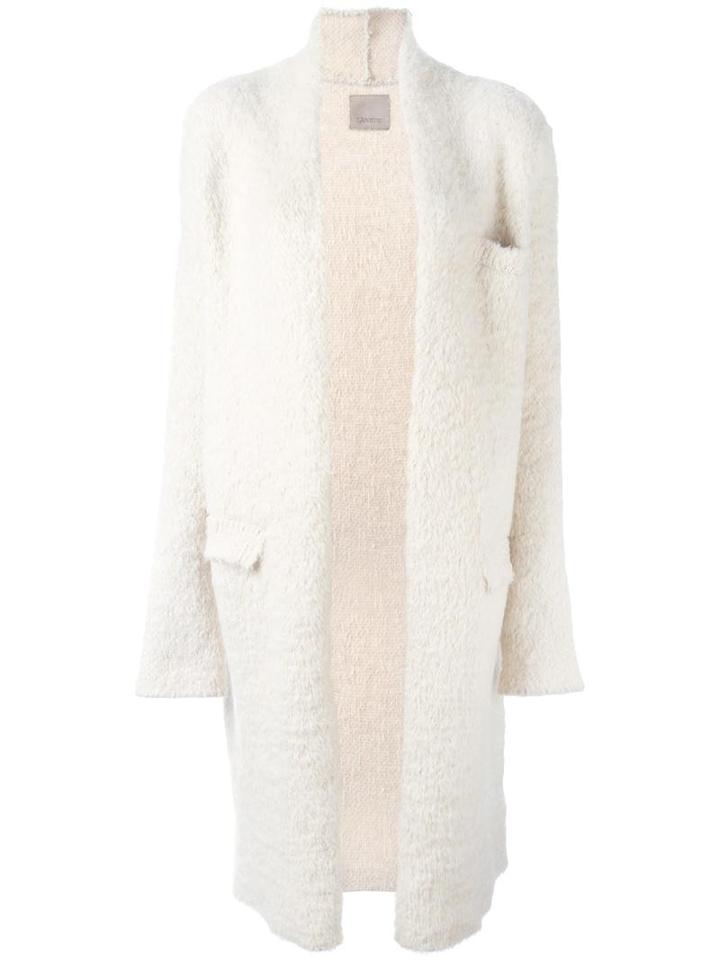 Laneus Flap Pocket Cardi-coat, Women's, Size: 42, White, Polyamide/acrylic/mohair/viscose