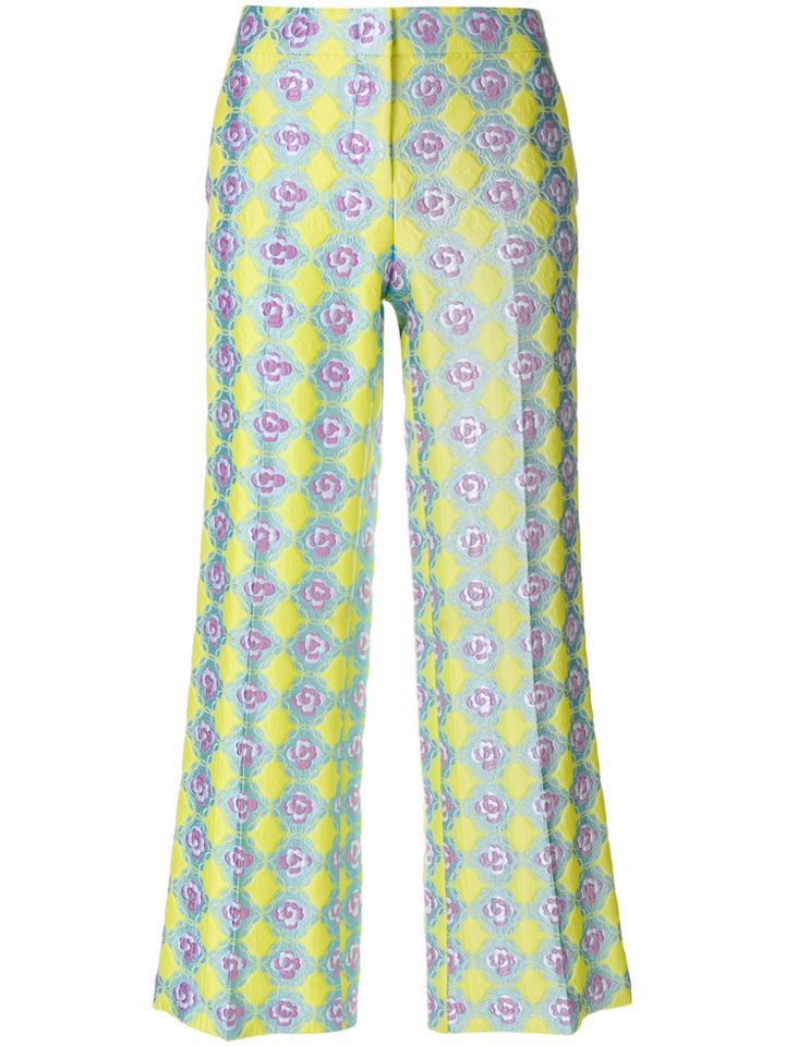 Emilio Pucci Printed Wide Leg Jacquard Trousers - Blue