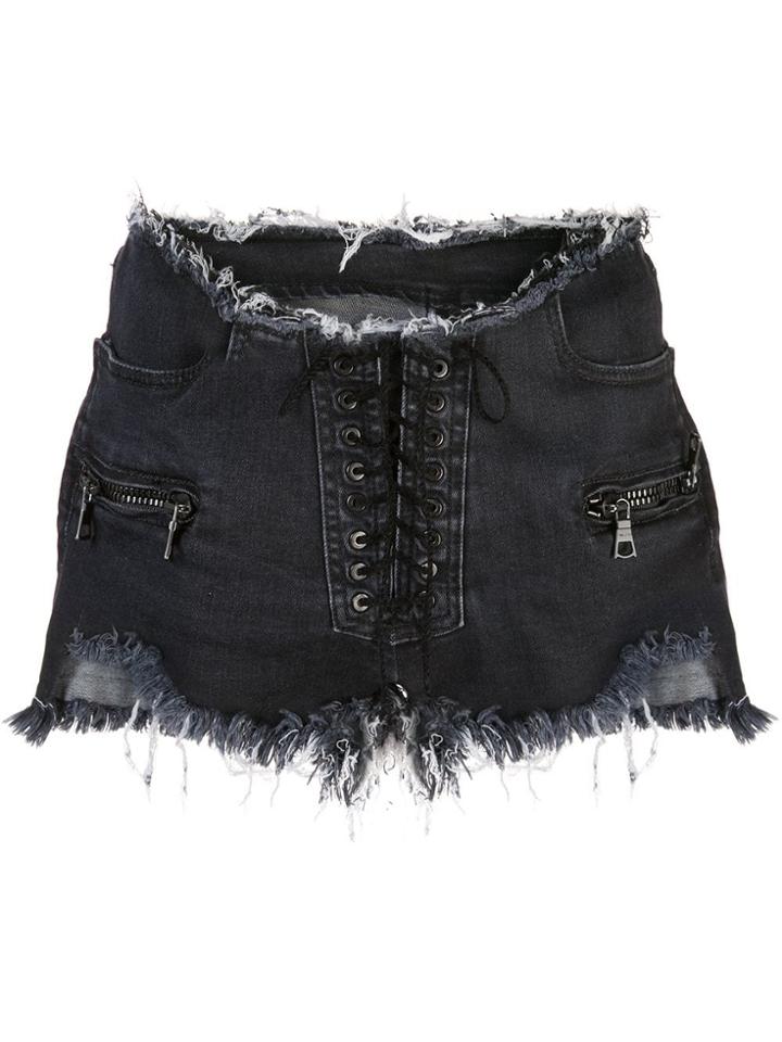 Unravel Project Distressed Denim Shorts - Black