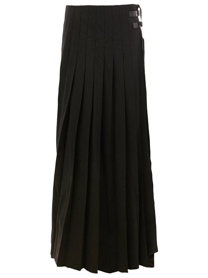 Vera Wang Pleated Long Skirt, Women's, Size: 6, Black, Cotton/leather/polyester/virgin Wool