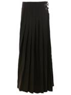 Vera Wang Pleated Long Skirt, Women's, Size: 6, Black, Cotton/leather/polyester/virgin Wool
