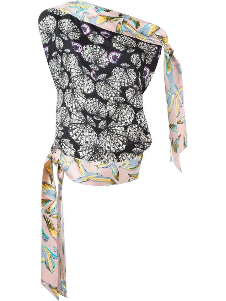 Emilio Pucci Asymmetric Printed One Shoulder Top