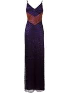 Nina Ricci Sequin Embellished Spaghetti Strap Dress, Women's, Size: 36, Pink/purple, Polyamide
