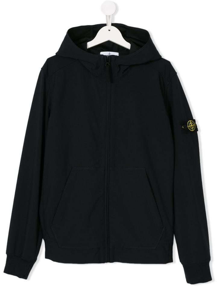 Stone Island Junior Zipped Hooded Jacket - Blue
