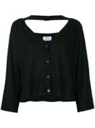 Prada Cut Out Detail Cardigan - Black
