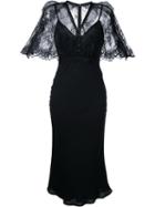 Self-portrait - Lace Panel Dress - Women - Polyester/polyimide - 8, Black, Polyester/polyimide