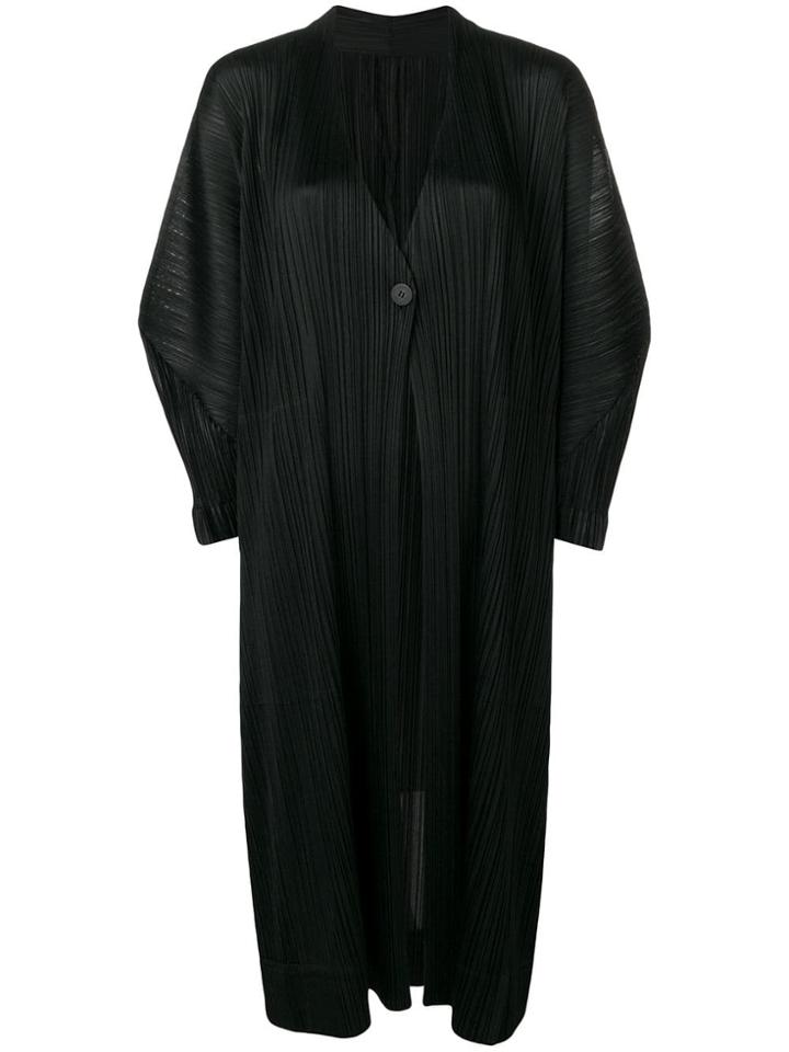 Pleats Please By Issey Miyake Oversized Pleated Coat - Black