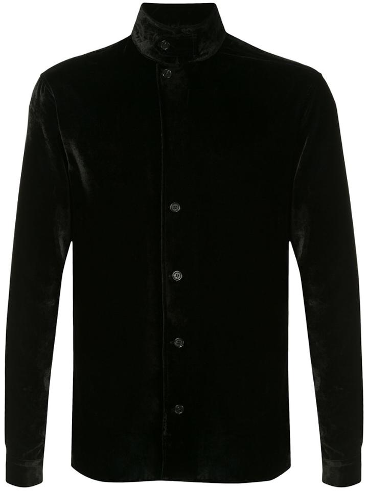 Emporio Armani Velvet Stand-up Collar Shirt - Black