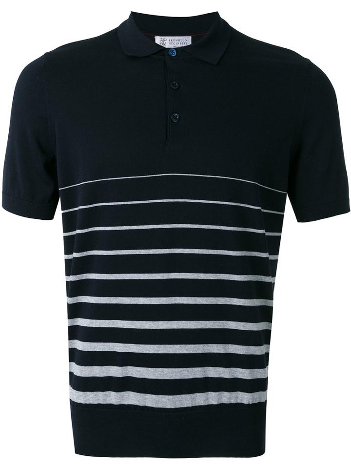 Brunello Cucinelli - Striped Polo Shirt - Men - Cotton - 48, Blue, Cotton
