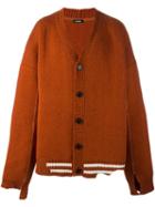 Raf Simons Oversized V-neck Cardigan, Men's, Yellow/orange, Virgin Wool