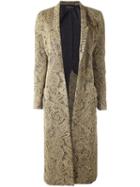 Erika Cavallini Jacquard Single Breasted Coat, Women's, Size: 44, Grey, Viscose/polyamide/polyester/viscose