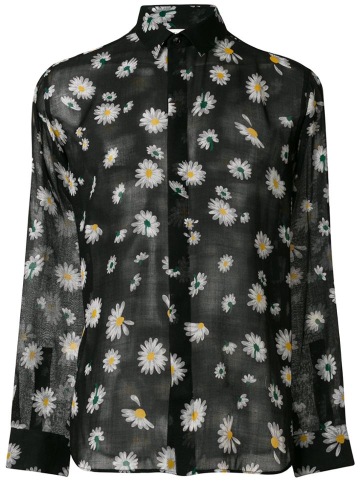 Saint Laurent Floral Long-sleeve Shirt - Black
