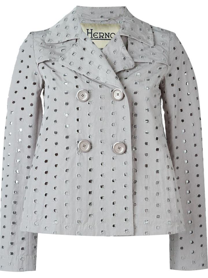 Herno Square Eyelet Double Breasted Blazer