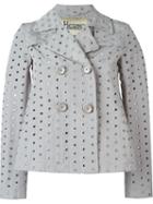 Herno Square Eyelet Double Breasted Blazer