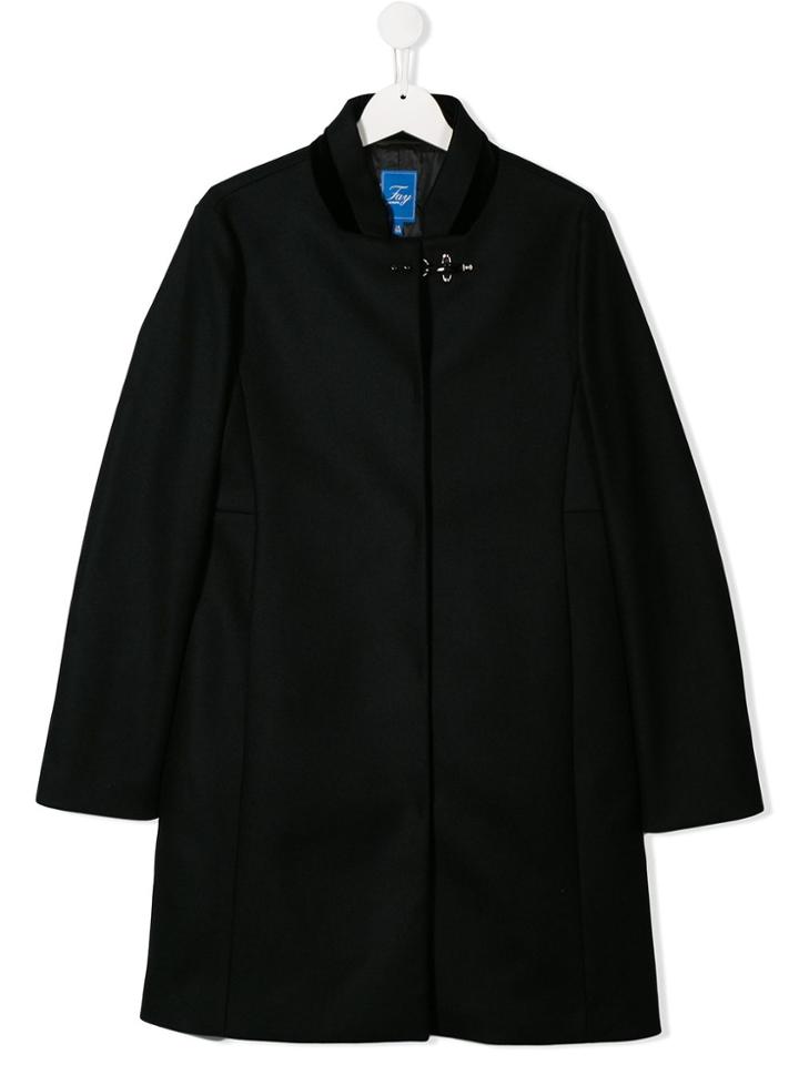 Fay Kids Teen Clasp Fastened Coat - Black