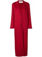 Valentino Long Buttoned Coat - Red