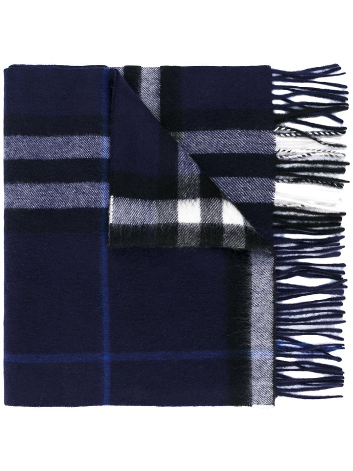 Burberry Classic Check Cashmere Scarf - Blue
