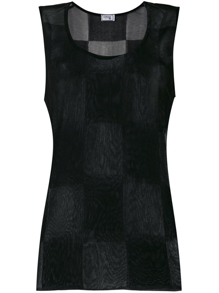 Versace Vintage Checked Sleeveless Tank - Black