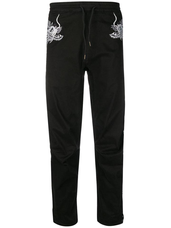 Maharishi Dragon Embroidered Track Pants - Black