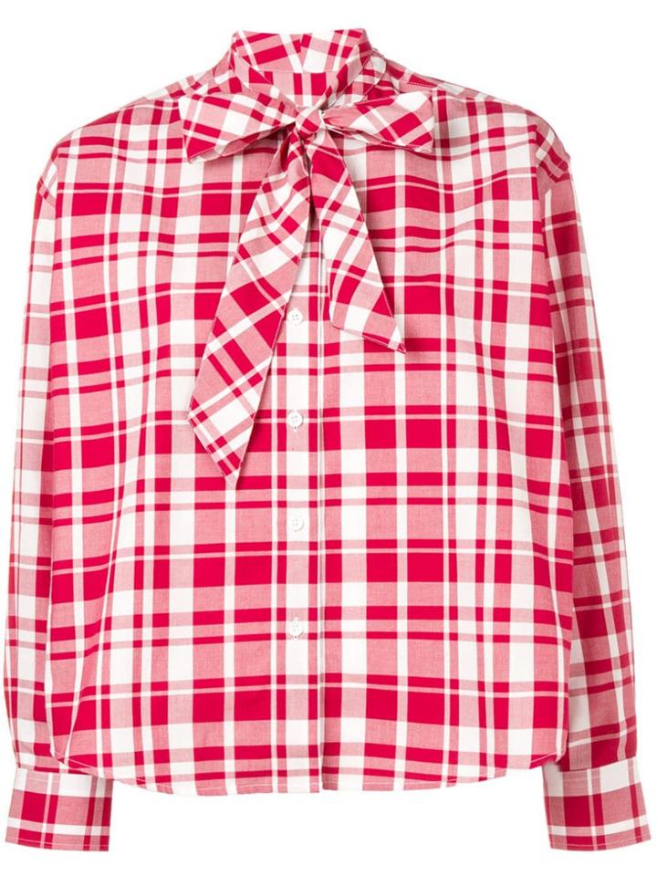 Maison Kitsuné Red Plaid Blouse