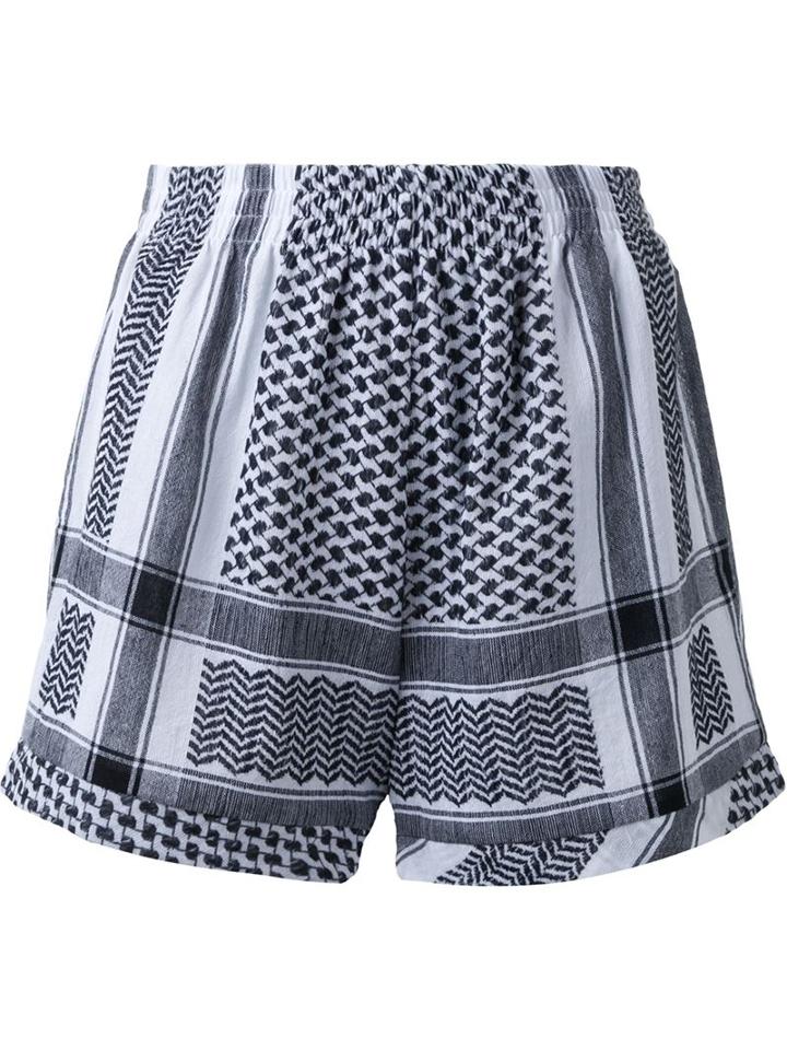 Cecilie Copenhagen Keffiyeh Jacquard Shorts, Women's, White, Cotton