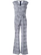 Michael Michael Kors Zephyr Print Wrap Jumpsuit, Women's, Size: Medium, Blue, Polyester/spandex/elastane