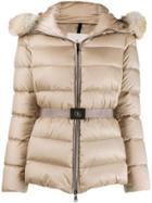 Moncler Fur-trim Hood Padded Jacket - Neutrals